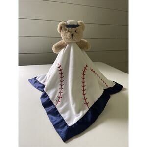 Bearington Baby Collection Baseball Bear Plush & Satin Lovey Security Blanket
